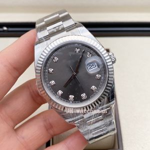 Orologio con cinturino da 41 mm, quadrante grigio, orologio automatico in acciaio, orologi da uomo 126334