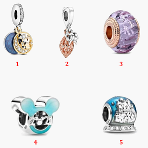 Drobna biżuteria Autentyczne 925 Sterling Silver Bead Fit Pandora Charm Bransoletki Złoto Gwiaździste Niebo Wisiorek, Purpurowy Szklany Koralik Łańcuch Bezpieczeństwa Wisiorek DIY Koraliki