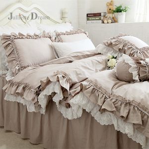 Лучшие роскошные европейские хаки постельное белье r ruchles кружевная одеяла покрывала постельное белье элегантное покрывало для кроватей кровать для свадебного декора кроватью одежды T200706