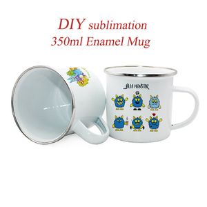 DIY Sublimation 350ml Enamel Mug Enamel Steel Mug Enamelled Mug Enamel Camping Kaffe Muggat för kaffe, te, camping Personifierad