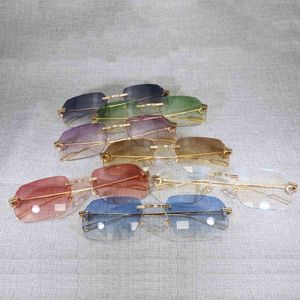 2022 Fabriks grossistmodell Vintage Rimless Square Män Oculos Lens Form Skugga Metallram Klar glasögon för att läsa Gafas Kvinnor Utomhus 1130 Solglasögon