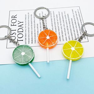 Zitrone Orange Lutscher Schlüsselanhänger Auto Anhänger Harz Zubehör Geschenk Großhandel Simulation Obst Schlüsselanhänger Kleiner Anhänger Schmuck