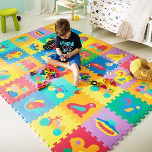 Children's Mat EVA Kids Foam Puzzle Carpet Baby Play Mat Interlocking Floor Tiles with Alphabet and Numbers Drop 220212