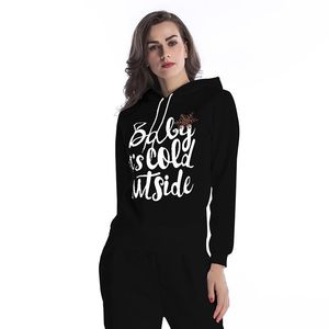 Womens Designer Christmas Snowflake Letter Print Maglione con cappuccio a maniche lunghe Camicia casual allentata da donna