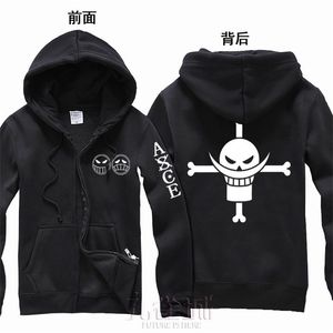 Anime One piece biała broda Portgas D Ace bluza z kapturem Cosplay bluza z kapturem kostiumy męskie 100% bawełna nadruk płaszcz wysokiej jakości 201104