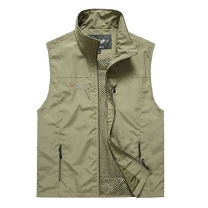 Gilet estivo in maglia con molte tasche per uomo Gilet classico traspirante multi tasca sottile Giacca senza maniche da fotografo maschile 201120