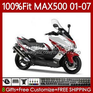 Injektionsfeedningar för Yamaha Tmax500 T-Max500 MAX-500 TMAX-500 T MAX500 01 02 03 04 05 06 07 Vit Röd 109no.42 Tmax Max 500 XP500 2001 2002 2003 2004 2005 2006 2007 Kit