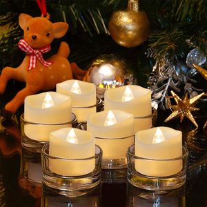 Rantion /set Flameless LED Candles Flickering Candle Battery Operated Flickering Tea Light Simulation Flame Flashing Home LJ201018