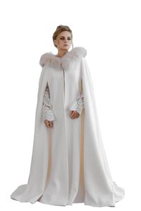 Bridal Sjal Wraps Hooded Custom Made Ankel Längd Bröllop Sjal Med Päls Högkvalitativ Vinter Kläda Billiga Party Cape Gratis frakt