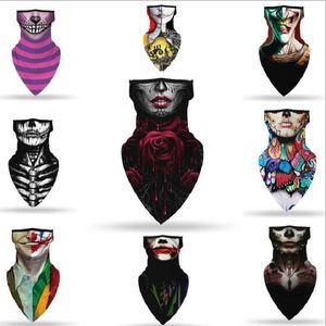 Skriv ut Halloween Face Cover Mouth Scarf Outdoor Seamless Ear Hook Sports Neck Tube Riding Vandring Scarves Cycling Caps Masks