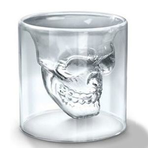 Copos Creative Skull Cup Vidro de camada dupla Copo de vinho KTV Bar Incolor Transparente Alto Borosilicato Óculos resistentes ao calor WH0211A
