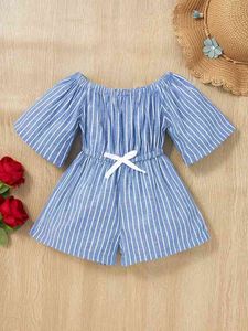 Baby Striped Tie Front Romper SHE