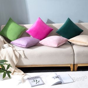 45*45cm Velvet Pillow Case Solid Office Lumbar Cushion Pillow Cover Sofa Decorative Pillowcases Bedroom Home Decor BH4252 TYJ