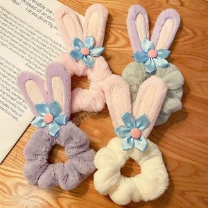 Hair Scrunchies Women girls plush bunny rabbit ears Hairbands Elastic Rope Ponytail Holder Korean version Headwear Hairs Accessories