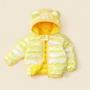Outerwear de cor de doces coloridos 0-5 anos velho inverno quente bebê bebê crianças roupas meninos e meninas para baixo parkas casaco lj201017