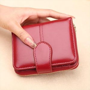 Hot Sale Hot Sale Wallet Short Wallet Pu Womens Purse Zipper Button Purse Red Small Wallet Coin Pocket Cartera