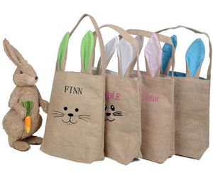 Großhandel 10 Stile Baumwollleinen Festliche Partyzubehör Osterhasenohren Korbtasche für Geschenkverpackung Handtasche Kind Feines Festival-Süßigkeitsgeschenk