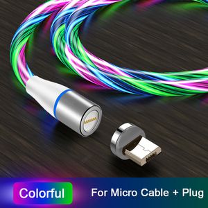Glow LED Oświetlenie 3A Szybkie ładowanie Magnetyczne USB typu C Kabel Kabel MICRO USB Ładowarka drut do Huawei Samsung