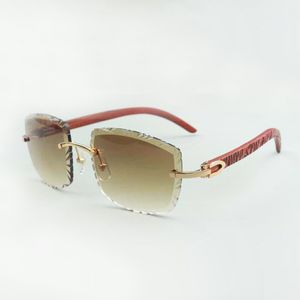 2021 Designers Sunglasses 3524023 com lente de cortes e templos de madeira de tigre natural, tamanho: 58-18-135mm