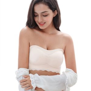 Invisible Plus Size Bra for Women Strapless Lingerie Sexy Seamless Bralette Smooth Padded Tube Tops Female Push Up Underwear 6XL 201013