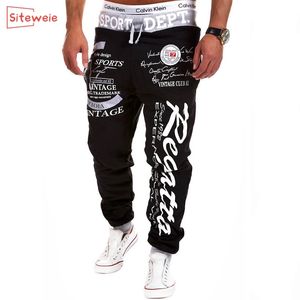 Siteweie Japonês Sweatpants Masculino Juntos Soltos Hip Hop Homens Carta Impressão Cross-Calças Streewear Casual Esporte Calças G409 201118