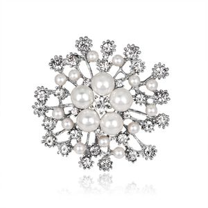 gold snowflake Brooch diamond pearl corsage brooches scarf dress business suit buckle pins for women fashion jewelry will and sandy gift
