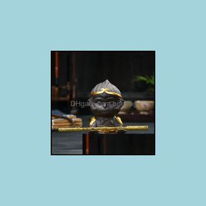 Wholesale monkey pets for sale - Group buy Tea Pets Teaware Kitchen Dining Bar Home Garden Chinese Purple Clay Kung Fu Set Pet Monkey King Oolong Decoration Preference Drop Deliver