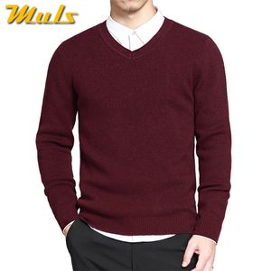 Mens Pullovers Sweaters Basic Style V Neck Sweater Bomull Stickade Jumpers Solid Man Knitwear Navy Red Black Plus Storlek 4xl 211221