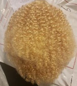 Virgin Blonde Drawstring Ponytail Clip In Brasilian Remy Hair Deep Kinky Curly 613 Gul Blond Human Ponytail Förlängning 120g 140g