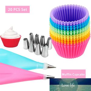 20st / set Silicone Pastry Bag Tips Kök DIY 6 Icing Piping Nozzle Cream Reusable Pastry Bags Cake Decor Bakeware Tools