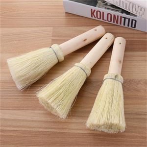Natural Brown Silk Brush Palm Pot Cleaning Brush Wooden Handle Non-Stick Oil Kitchen Artifact Coconut Palm Brush