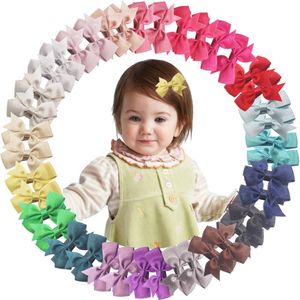 40PCS Mini Baby Clips per capelli fini 2inch Glitter Grosgrain Ribbon Hair Bow Alligator Hair Clips Completamente foderato per neonati Toddler LJ201226