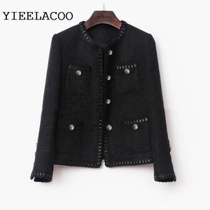 Black tweed women jacket spring / autumn / winter woolen coat new Wool classic jacket Ladies 201014