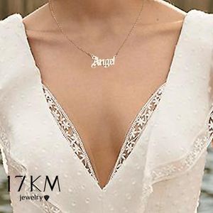 Wholesale gold name choker for sale - Group buy Chokers KM Vintage Gold Angel Letter Necklace Gift For Women Fashion Old English Name Choker Necklaces Party Jewelry Mom Gift1