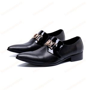Nova Moda Masculina Slip-on Dress Sapatos Genuíno de Couro Apontado - Oxfords Shoes Business Office Sapatos de Salto Plano