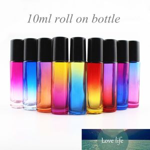 9pcs 믹스 컬러 10ml 두꺼운 유리 롤 병 빈 향수 에센셜 오일 바이알 스테인레스 스틸 롤러 공