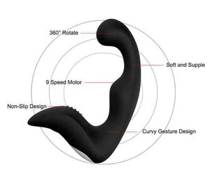 NXY Vibrators Silikon Male Sex Toy Prostate Massage Vibrator med vattentät analplugg 10 Motorer och kraftfullt stimuleringsläge för Vuxen 1220