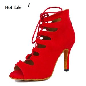 New Arrival Red Blue Black Velvet Obcasy Latin Dance Buty Damskie Wedding Party Salsa Dancing Buty Soft Outsole 8.5cm