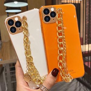 Casos de luxo moda 3d pulseira de corrente dourada chapeamento caixa de telefone para iphone 15 14 13 12 11 pro max x xs xr 7 8 plus proteção traseira capa funda