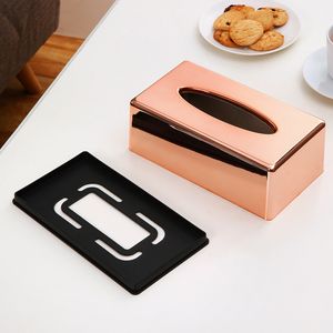 Paper Rack Elegant Royal Rose Gold Car Home Rectangle Shaped Tissue Box Container Towel Napkin Tissue Holder Y200328284s