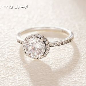Autentyczne styl Pandora musujące halo okrągłe Valentine Diamond Ring Real Sterling Srebrne pierścienie z oryginalne zestawy pudełka Uwielbiają zaręczynowe pierścień ślub R