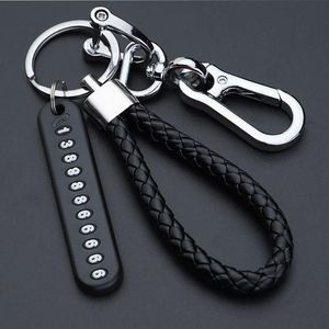 Keychains High Quality Anti-Lost Stainless Steel Car Keyring With Phone Number Card Auto Vehicle Key Chain Accessories For Party Gift