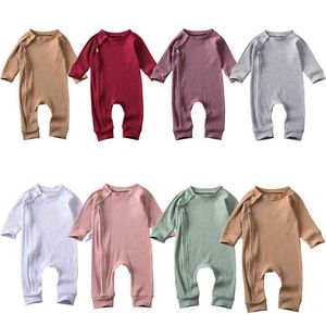 Newborn Infant Baby Boy Girl Romper Playsuit Pants Outfit Zipper Long Sleeve 3-24M Jumpsuit 2021 Brand New One-piece Onesie G1221