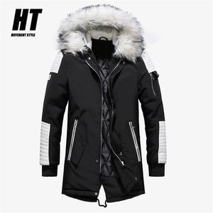 Winter Jacket Men Thicken Warm Parkas Casual Long Outwear Hooded Collar Jackets Coats Hombre Invierno Drop 220105