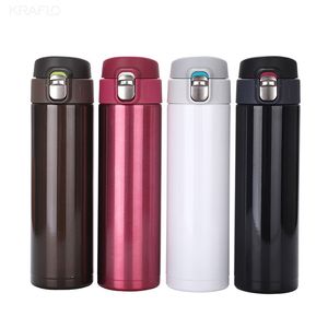 Partihandel 500 ml fabrikspris Portable Thermos Mug with Bounce Lid Utskrivbar logotyp Tätning Rostfritt stål Vakuumflaskor Vakuumkopp för bilvattenflaskor