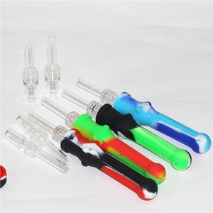 20pcs silicone hand pipe kit Concentrate smoke Pipe with 10mm GR2 Titanium Tip Dab Straw Oil Rigs pipes