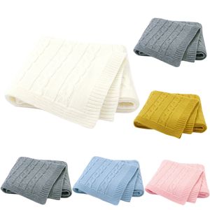 Baby Одеяло вязаное Newborn Swaddle Wrap Одеял супер мягкие малыши младенческие постельное белье стеганые для кровати диван корзина коляски одеяла LJ201014