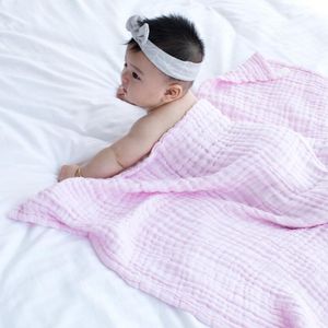 حمام الطفل منشفة موسلين 6 طبقات 100٪ قطن مناشف الأطفال حديثي الولادة اللون الصلبة امتصاص بطانية قماط التفاف الفراش 105 * 105 cm ZYY555