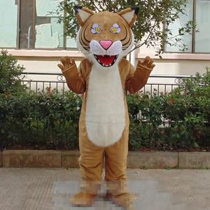 Halloween brun tiger maskot kostym högkvalitativ tecknad plysch djur anime tema tecken vuxen storlek jul karneval festival fancy klänning