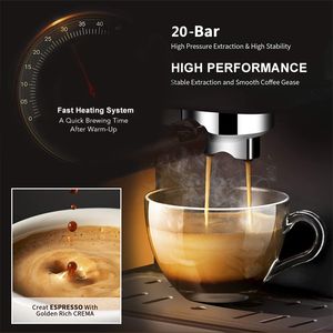 FreeShipping 20 Bar Italian Type Espresso Coffee Maker Machine with Milk Frother Wand for Espresso Cappuccino Latte and Mocha